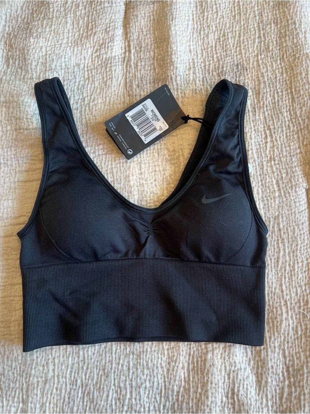 Nike Black Women's Padded Sports Bra with Gathered Neckline